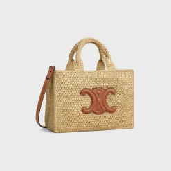 SMALL CABAS THAIS in Raffia and calfskin