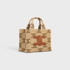 small cabas thais in RAFFIA EFFECT TEXTILE WITH LEOPARD TRIOMPHE