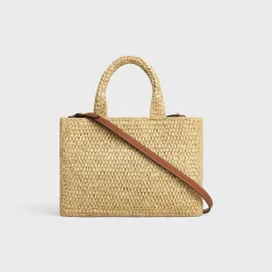 SMALL CABAS THAIS in Raffia and calfskin
