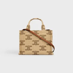 small cabas thais in RAFFIA EFFECT TEXTILE WITH LEOPARD TRIOMPHE