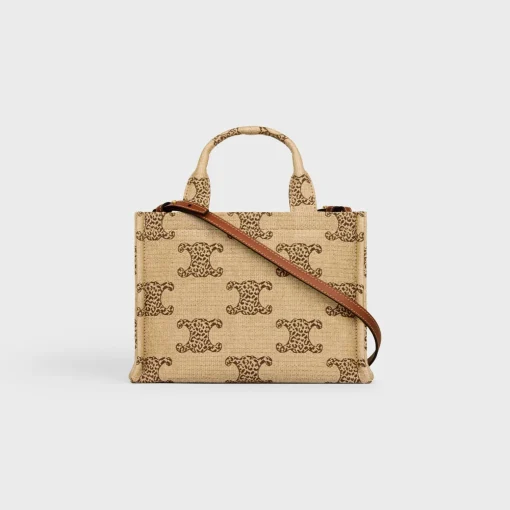small cabas thais in RAFFIA EFFECT TEXTILE WITH LEOPARD TRIOMPHE