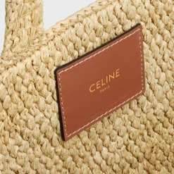 SMALL CABAS THAIS in Raffia and calfskin