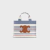 small cabas thais in STRIPED TEXTILE AND CALFSKIN