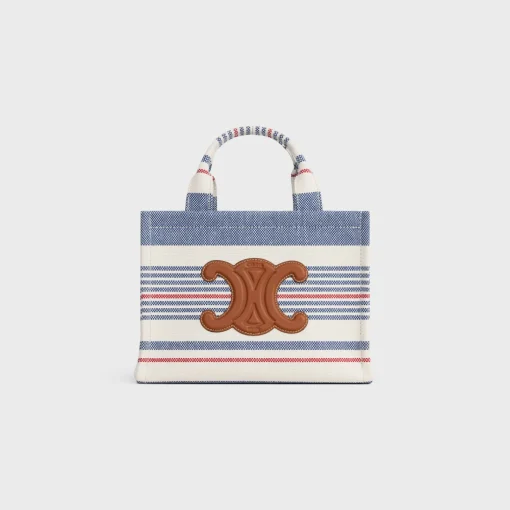 small cabas thais in STRIPED TEXTILE AND CALFSKIN
