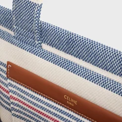 small cabas thais in STRIPED TEXTILE AND CALFSKIN