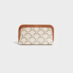 SMALL COSMETIC POUCH IN TRIOMPHE CANVAS AND CALFSKIN
