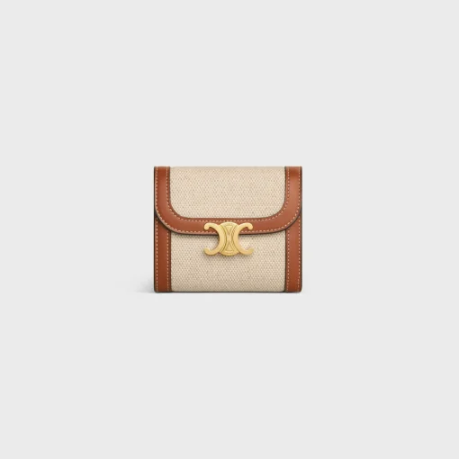 Small Flap Wallet TRIOMPHE in textile and calfskin