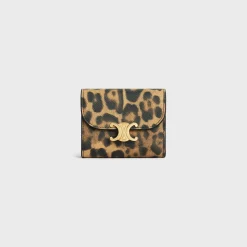 Small Flap Wallet TRIOMPHE in CELINE CANVAS WITH LEOPARD PRINT