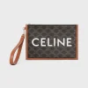 SMALL FLAT POUCH WITH STRAP in Triomphe canvas with celine print