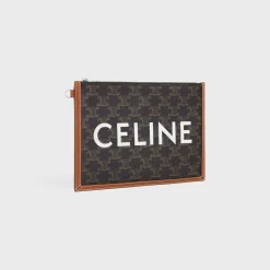 SMALL FLAT POUCH WITH STRAP in Triomphe canvas with celine print