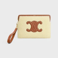 SMALL POUCH WITH STRAP in SHEARLING AND CALFSKIN