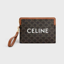 SMALL POUCH WITH STRAP in TRIOMPHE CANVAS WITH CELINE PRINT