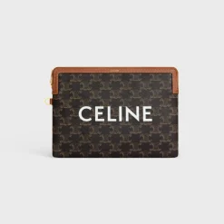 SMALL POUCH WITH STRAP in TRIOMPHE CANVAS WITH CELINE PRINT