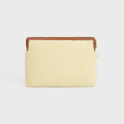 SMALL POUCH WITH STRAP in SHEARLING AND CALFSKIN