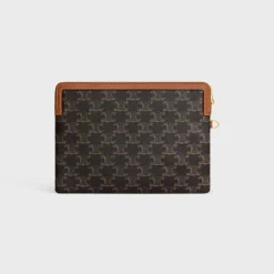 SMALL POUCH WITH STRAP in TRIOMPHE CANVAS WITH CELINE PRINT