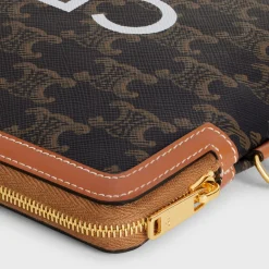 SMALL POUCH WITH STRAP in TRIOMPHE CANVAS WITH CELINE PRINT