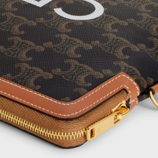 SMALL POUCH WITH STRAP in TRIOMPHE CANVAS WITH CELINE PRINT