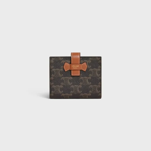 Small Strap Wallet in Triomphe Canvas and lambskin