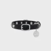 Small Thin Dog Collar in Smooth Calfskin with Studs