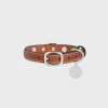 Small Thin Dog Collar in Triomphe Canvas & Calfskin with studs