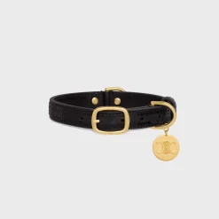 Small Thin Dog Collar in Sequins and Calfksin