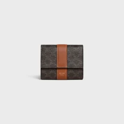Small Trifold wallet in Triomphe Canvas and Lambskin