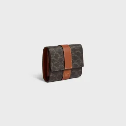 Small Trifold wallet in Triomphe Canvas and Lambskin