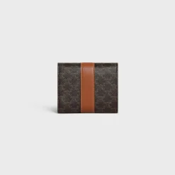 Small Trifold wallet in Triomphe Canvas and Lambskin