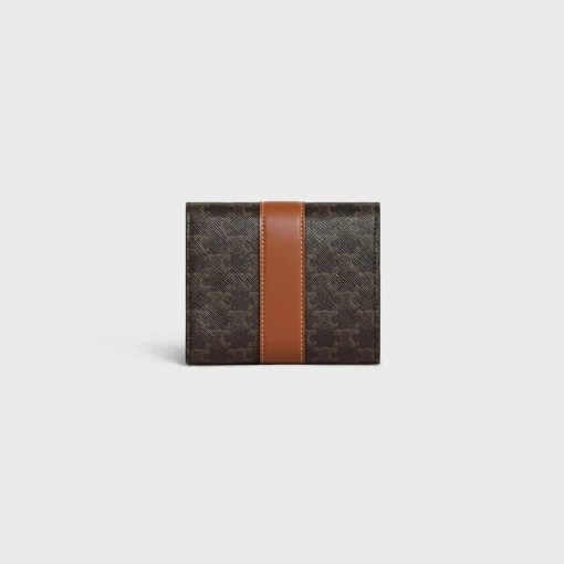 Small Trifold wallet in Triomphe Canvas and Lambskin