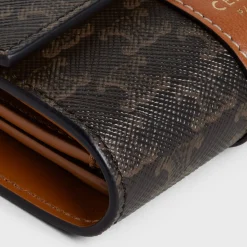 Small Trifold wallet in Triomphe Canvas and Lambskin