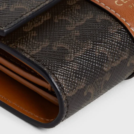 Small Trifold wallet in Triomphe Canvas and Lambskin