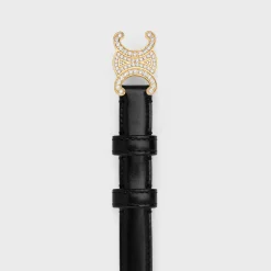 Small triomphe belt with strass in Taurillon Leather