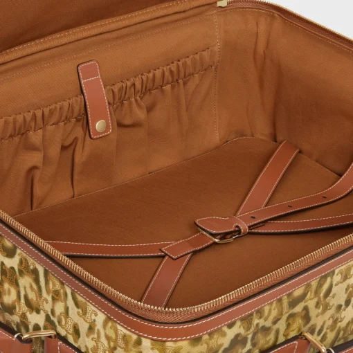 Small trolley in triomphe canvas with leopard print and calfskin