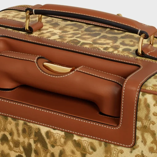 Small trolley in triomphe canvas with leopard print and calfskin