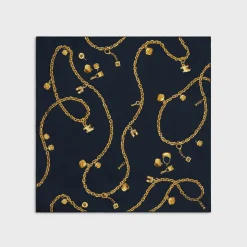 SQUARE IN CHAIN TASSELS SILK TWILL