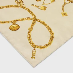 SQUARE IN CHAIN TASSELS SILK TWILL