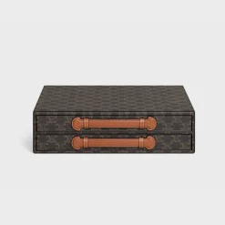 stationery case in triomphe canvas and calfskin