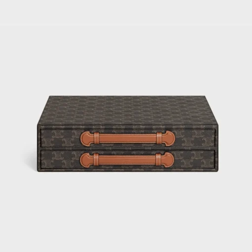 stationery case in triomphe canvas and calfskin