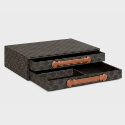 stationery case in triomphe canvas and calfskin