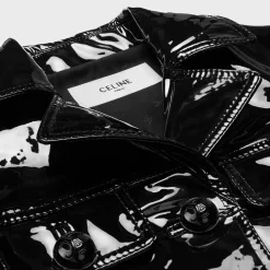 straight blouson jacket in patent lambskin leather
