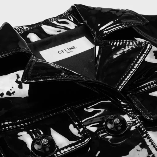 straight blouson jacket in patent lambskin leather