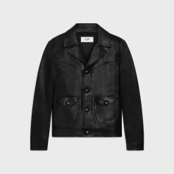 straight-cut blouson jacket in waxed lambskin