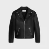 straight-cut blouson jacket in waxed lambskin