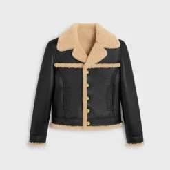straight-cut blouson jacket in curly lambskin