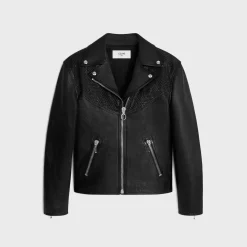 straight-cut blouson jacket in waxed lambskin