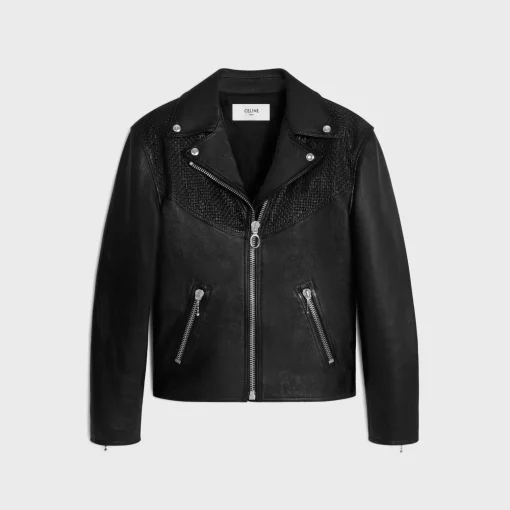 straight-cut blouson jacket in waxed lambskin