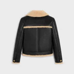 straight-cut blouson jacket in curly lambskin