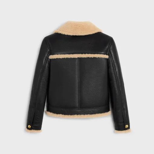 straight-cut blouson jacket in curly lambskin