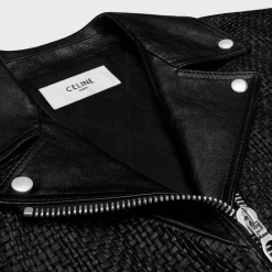 straight-cut blouson jacket in waxed lambskin