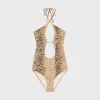 swimsuit in leopard print matte jersey